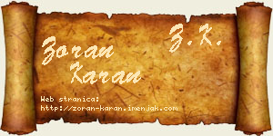 Zoran Karan vizit kartica